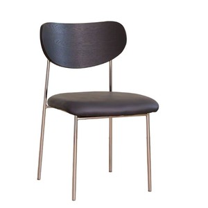 Modern Wooden <b>Backrest</b> Chair With Black Seat And Metal Legs For Living Room Or Dining Space - Product Image 5