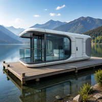 Maison capsule spatiale en structure acier de design moderne, maison préfabriquée en conteneur, hôtel de luxe, mini-maison, maison modulaire mobile