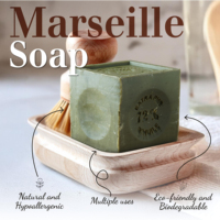Savon de Marseille Authentique Cube 300g à l'Huile d'Olive 100% Naturel Extra Pur