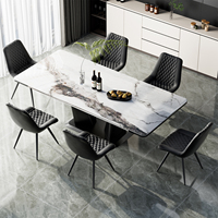 Chaises de salle à manger modernes sans accoudoirs en cuir PU, assise rembourrée douce, dossier haut, pieds en métal robustes, mobilier de restaurant