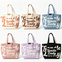 Tas Tote Kanvas Cetak Huruf Kustom Multi Warna, Tas Belanja Kasual Selempang dengan Kantong Depan, OEM ODM Pola Kustom MOQ Rendah