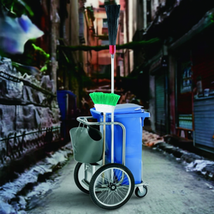 Carrello Spazzolatrice in Acciaio Inox 640 con Ruote e Vano Porta Attrezzi per Pulizia - Product Image 3