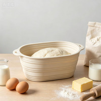 Bol à levain ovale en silicone pliable et portable, résistant à l'eau, antiadhésif, compatible lave-vaisselle, pour la fermentation quotidienne de la pâte