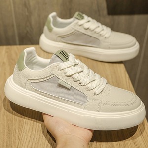 Chaussures pour hommes 2026, nouveau style été, respirantes, perforées, sportives, à talon bas, semelle épaisse, surface en cuir, couleur blanche, adaptées aux adolescents - Product Image 3