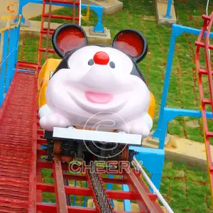 Attractions amusement park kid carnival games crazy flying mouse mini roller coaster ride