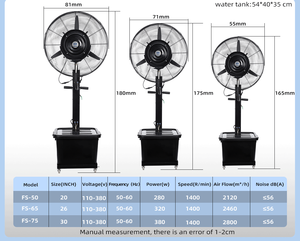 26-Inch Black Movable Industrial Spray Fan 41L Plastic Water for Outdoor Use Hotels Households Oscillating Design Provides Consi - Product Image 2