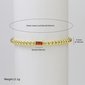 Ensemble de bijoux classiques personnalisés pour femme : bagues ouvertes minimalistes en laiton avec <span class=keywords><strong>pierre</strong></span> de naissance des 12 mois et bracelets perlés - Product Image 3