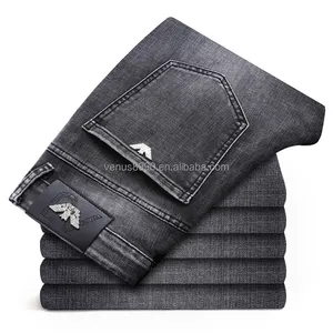 OEM Customization 2024 New High end Business High Elastic Men's Jeans Direct Cut Men's Jeans Factory Direct Sales