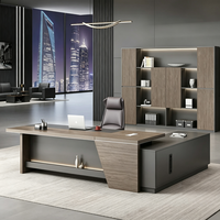 Bureau de direction moderne en forme de L, table de patron en bois de qualité supérieure avec armoire latérale pour bureau de direction