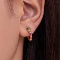 Boucles d'oreilles pour femmes en acier inoxydable de haute qualité, style géométrique à la mode, serties de diamants et de zircons