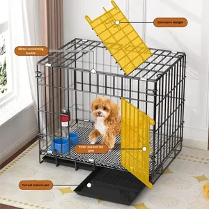 Cages pour animaux de compagnie pliables en métal, grand format, style classique et simple, <span class=keywords><strong>avec</strong></span> plateau en plastique à motif uni, robustes et durables – Meilleur prix - Product Image 5