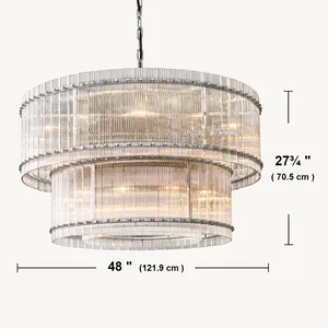 Modern Industrial Style Rivet Crystal Piece Chandelier Lighting Fixture For Living Room Kitchen Island Dining Room Foyer Lobby