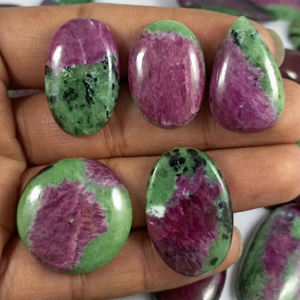 Natural Ruby Zoisite Cabochon Loose Gemstone <b>Crystal</b> Red and Green for Chakra Healing Jewelry Making Mix Shape - Product Image 1