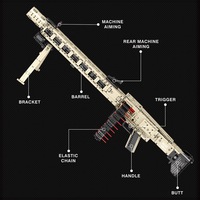 Reobrix 77006 Modèle d'arme technique militaire allemande MG-42, tirant des balles, en briques de construction MOC, ensembles de jouets