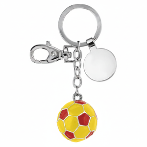 Portachiavi a Forma di Pallone da Calcio Giallo/Rosso in PVC Morbido e Silicone - Product Image 2