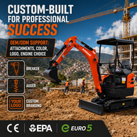 Mini Excavadora Usada de 1.5 a 2 Toneladas, Mini Excavadora de Orugas para Uso Doméstico de 1.5 Toneladas con Pulgar Hidráulico