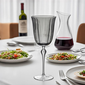 Verres à vin rouge et à champagne Samyo de luxe, vintage, uniques, gaufrés, motif colonne romaine, côtelés, couleur rose, pour mariages, fêtes et hôtels - Product Image 2