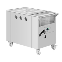 Chariot chauffe-plats professionnel en acier inoxydable doré rose, chariot vapeur électrique commercial avec batterie intégrée