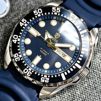 Montre de plongée automatique pour homme, lunette rotative, marqueurs lumineux, double calendrier, bracelet à trois maillons, Reloj Hombre
