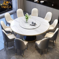 Nordic White Simple Rock Plate Carré à Rond Rétractable Table À Manger Pliante Ensemble pour 6 Noyer Base En Bois Massif Table À Manger
