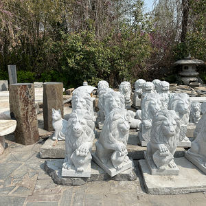 Estatuas de escultura de León de piedra de granito de alta calidad de estilo de diseño moderno al por mayor con base - Product Image 4