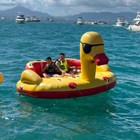JUNAO Q-1 Jouet aquatique gonflable Canard jaune en PVC de 0,9 mm d'épaisseur, capacité supérieure à 500 kg, utilisation en eau de mer, design Poisson volant