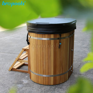 伝統的なシーダーオーバル屋外スパバスタブコールドプランジステンレスライナーレッドウッドウェルネス - Product Image 6