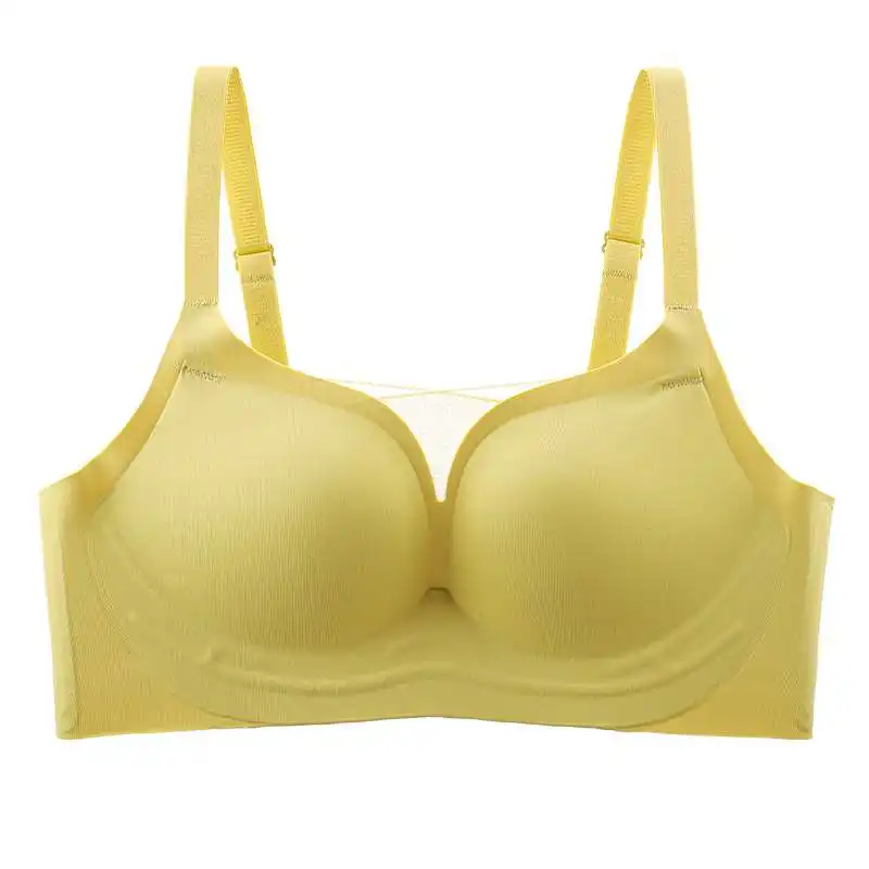 Lingerie en latex sans couture personnalisée pour femmes, petite poitrine froncée, soutien-gorge de sport anti-affaissement, sans anneau en acier