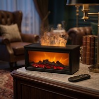Diffuseur d'arômes et humidificateur à flamme de cheminée avec télécommande USB, effet bois, pour chambre, salon, bureau à domicile, brumisateur de bureau