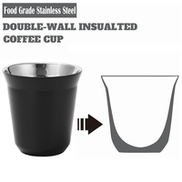 Tasse à expresso en miroir en acier inoxydable en vrac en gros pique-nique en plein air Portable Double épaissi Mini tasse à café