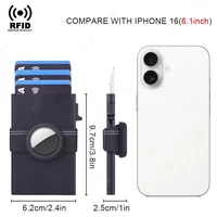 Casing logam ramping dompet untuk pria, RFID untuk Airtag tempat kartu dengan tombol Cash Band pemegang kartu kredit untuk Pop Aluminium