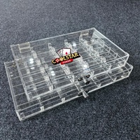 Boîte à jetons de poker en acrylique transparente 500 pièces 40 mm 25 emplacements verrouillable avec 2 clés Soirée poker Fournisseur OEM en gros