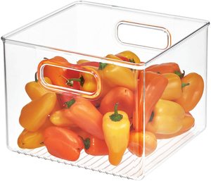 Multi-use Clear Pantry Organizer Bins with handles Clear Storage Containers