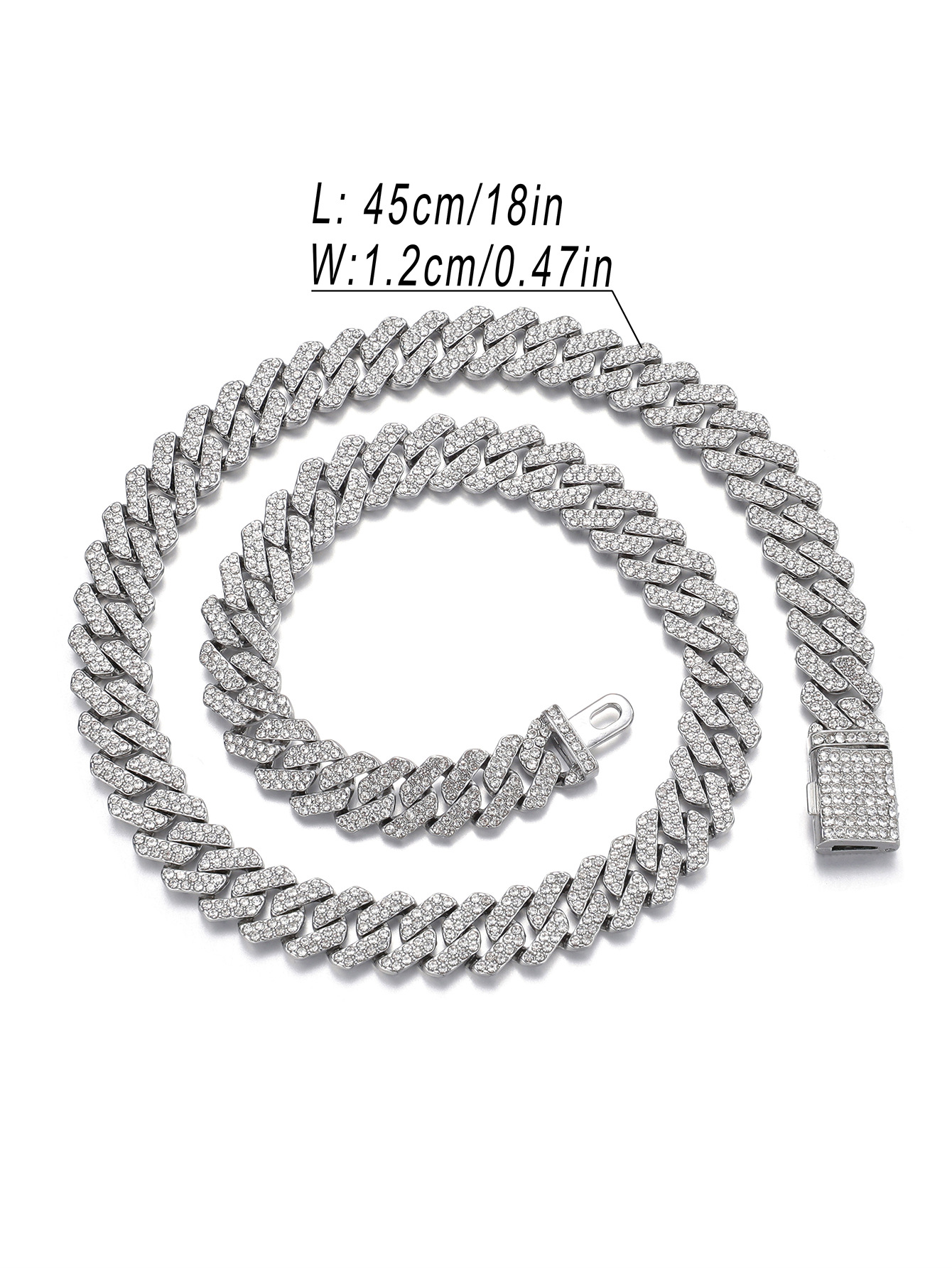 12mm silver two-row diamond 007