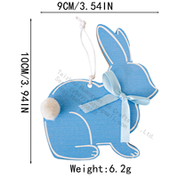 Ornement suspendu en bois de lapin de Pâques, peint à la main, avec queue à pompons et nœud en satin, décoration de printemps pour arbre de Pâques, cadeau, 2 couleurs