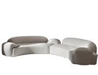 Ensemble moderne de canapés de salon sectionnels Design créatif Forme droite Remplissage éponge Tissu artificiel Pieds en bois Appartement Hôtel