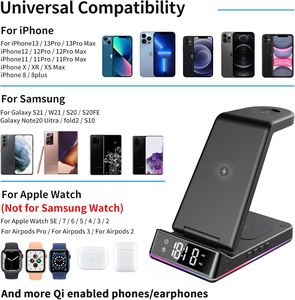 Nuevo Soporte de Carga Inalámbrica Rápida de 15W, <span class=keywords><strong>Cargador</strong></span> Inalámbrico 3 en 1, 5 en 1 para Relojes Inteligentes, Teléfonos Móviles y Auriculares, QC3.0 PD3.1 OTP - Product Image 4
