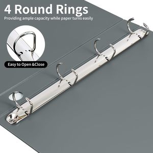 Raccoglitori A4 in plastica nera a 3 anelli, copertina flessibile con 1 tasca, formato Letter, contiene 80 fogli, per uso scolastico e ufficio - Product Image 4