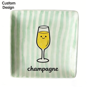 Assiette à dessert en céramique de petite taille à motif de macarons personnalisés, rayée, pour la sauce, la crème, les assaisonnements, pour les fêtes - Product Image 2