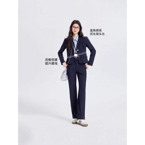Women's Suit <b>Set</b> Short Sleeve <b>Blazer</b> Pants Office Lady Autumn Commute Worsted Fabric - Product Image 3