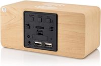 Meilleur cadeau promotionnel : Table de bureau intelligente, chargeur sans fil numérique, chargeur de téléphone, horloge numérique en bois avec alarme LED