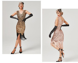 Ecoparty vestido con borlas y cuentas fiesta de baile banquete Gatsby 1920 Vintage lentejuelas vestido Formal <span class=keywords><strong>mujer</strong></span> sin mangas <span class=keywords><strong>traje</strong></span> de tubo - Product Image 3