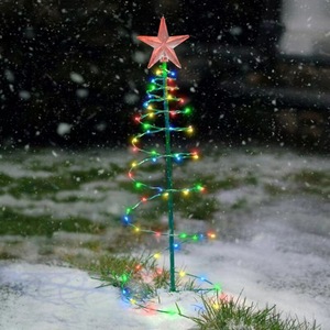 High Quality <b>Solar</b> Christmas <b>Tree</b> with LED <b>Lights</b> and Stainless Steel Standing Base-Outdoor Decoration - Product Image 4