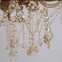 Candelabro de cristal de luz colgante de vela de oro antiguo Vintage clásico para Villa Banquet Palace Project
