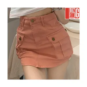 Mini-jupes streetwear taille haute décontractées pour femmes Vêtements clubwear sexy Jupe courte en denim tendance