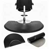 Tapis de sol de salon moderne noir durable en cuir écologique, idéal pour les salons de coiffure, les barbiers et les instituts de beauté – Vente en gros usine, portable