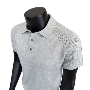 Knitted Polo Shirt Men's Short Sleeve Gray Turn-<b>Down</b> Collar Loose Fit Business Casual Wear Summer 2026 New Arrival - Product Image 5