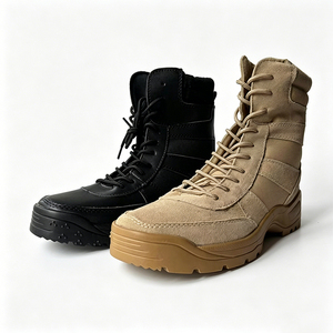 DF22 Tactical Ankle <b>Boots</b> Suede Waterproof Outdoor All Seasons <b>Black</b> Tan - Product Image 1