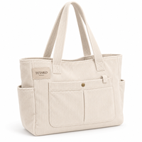 Sac fourre-tout en velours côtelé grande capacité personnalisé pour femmes, pour les trajets quotidiens, le shopping, sac à main à bandoulière multi-poches