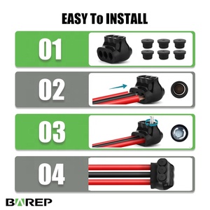Connecteur multi-tirs isolé robuste Barep à 3 ports, résistant aux UV, 14-4 AWG, raccord mécanique Al9Cu avec vis en acier allié - Product Image 3